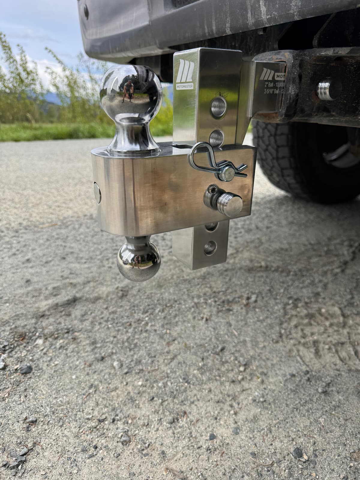 Adjustable hitch with 2-5/16 inch ball