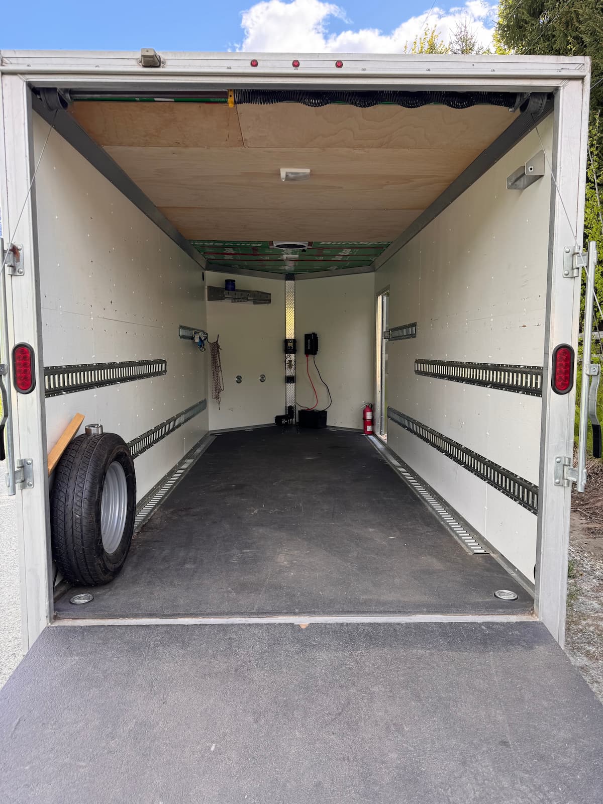 Trailer interior showing E-track and space